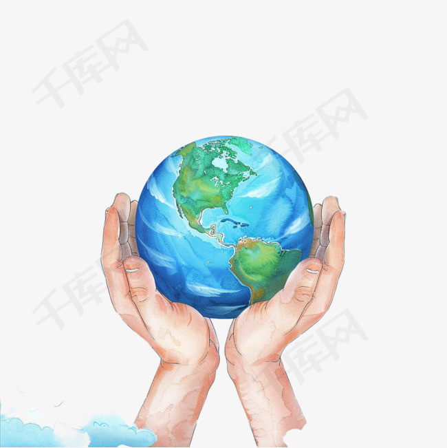 世界地球日手绘元素双手捧着地球