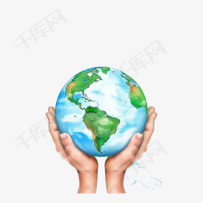 世界地球日元素双手捧着地球手绘