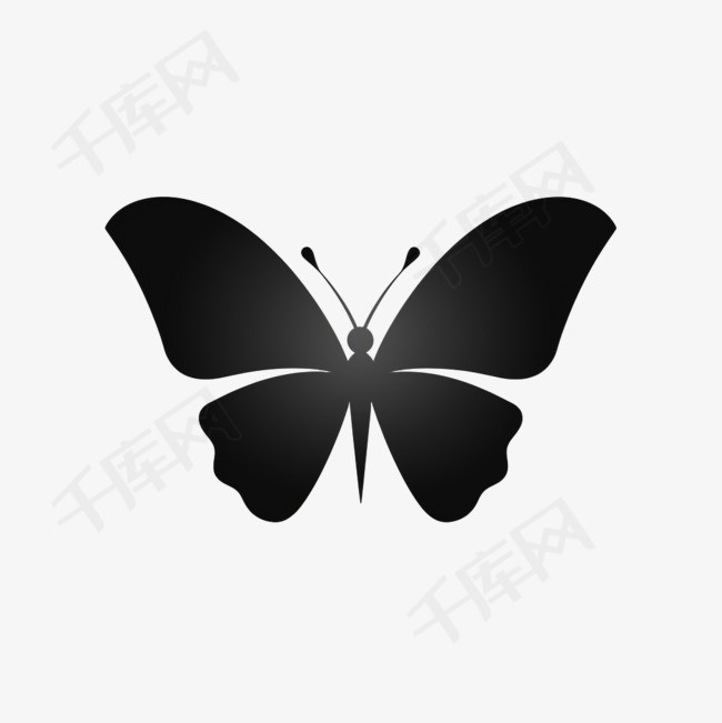 简笔黑白蝴蝶元素立体免抠图案