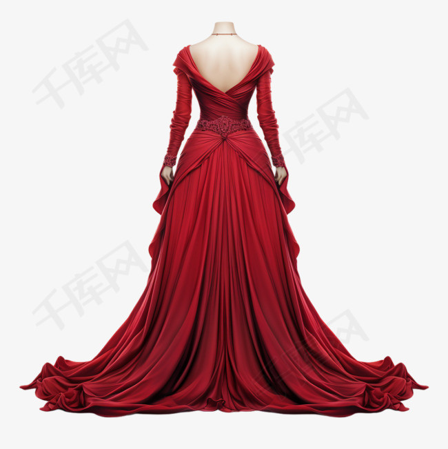 红色长裙元素立体免抠图案