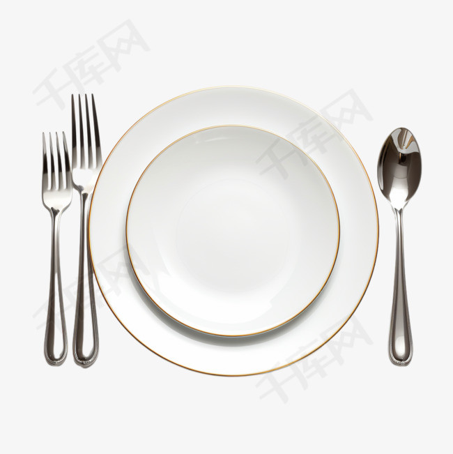 餐盘西式元素立体免抠图案