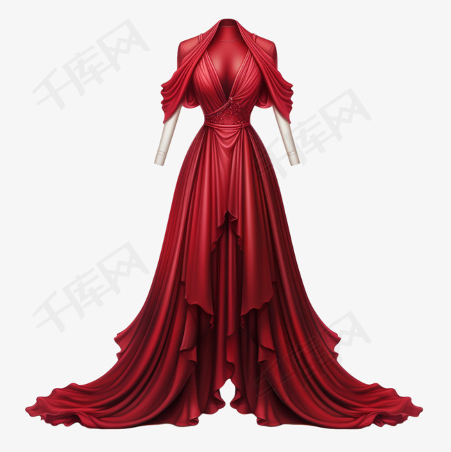 红色长裙元素立体免抠图案