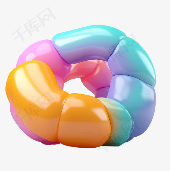 彩色圆环充气元素立体免抠图案