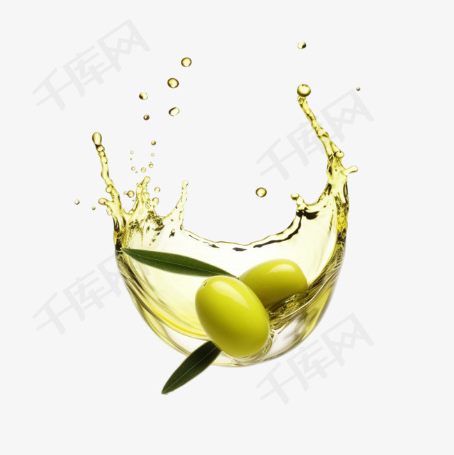 橄榄油流动元素立体免抠图案