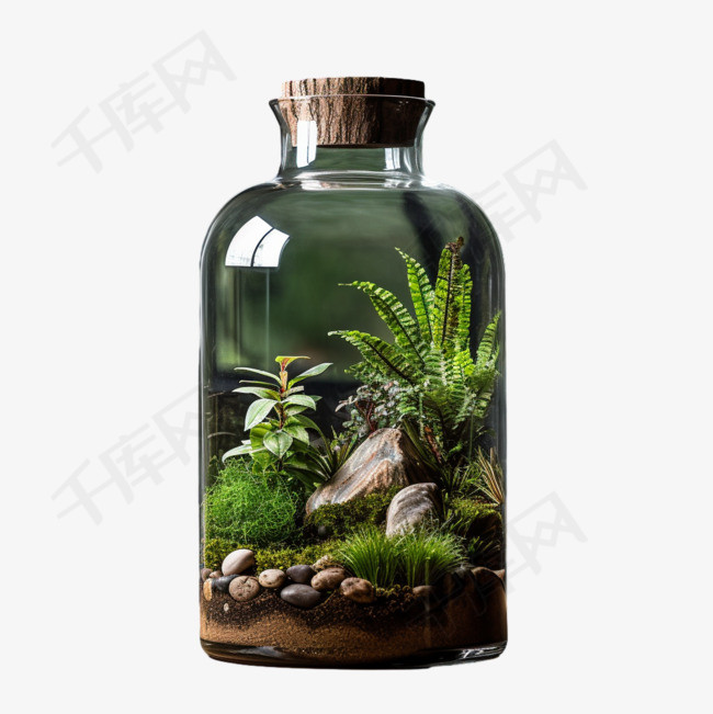 植物生态瓶元素立体免抠图案