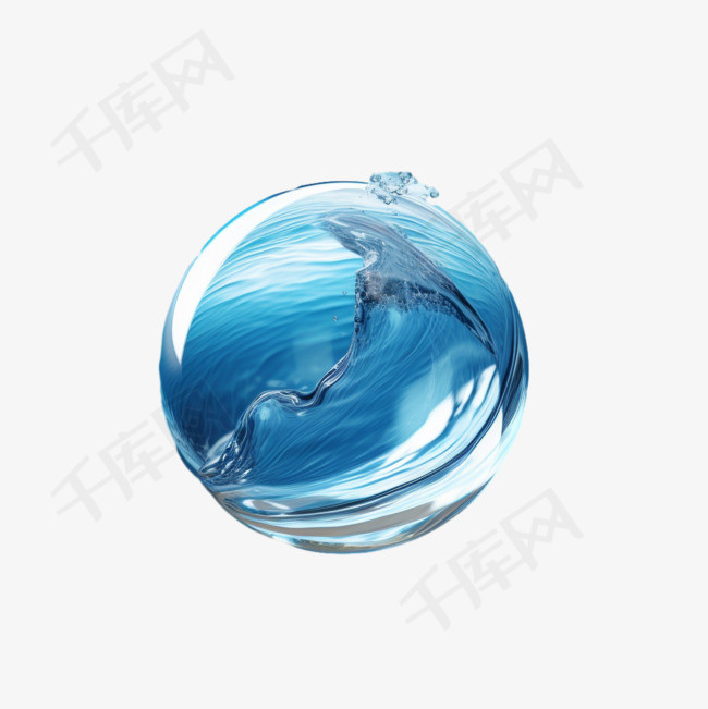 水球蓝色元素立体免抠图案