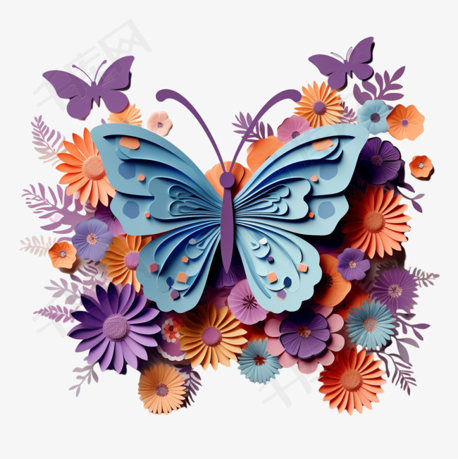 折纸蝴蝶元素立体免抠图案