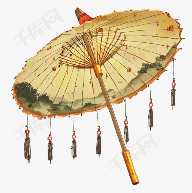 清明节素材油纸伞手绘风格