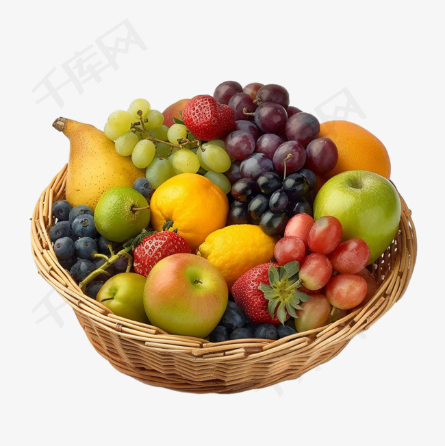 水果果篮元素立体免抠图案