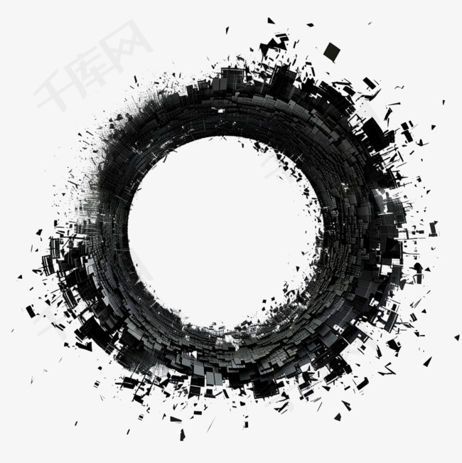 黑色圆形元素立体免抠图案