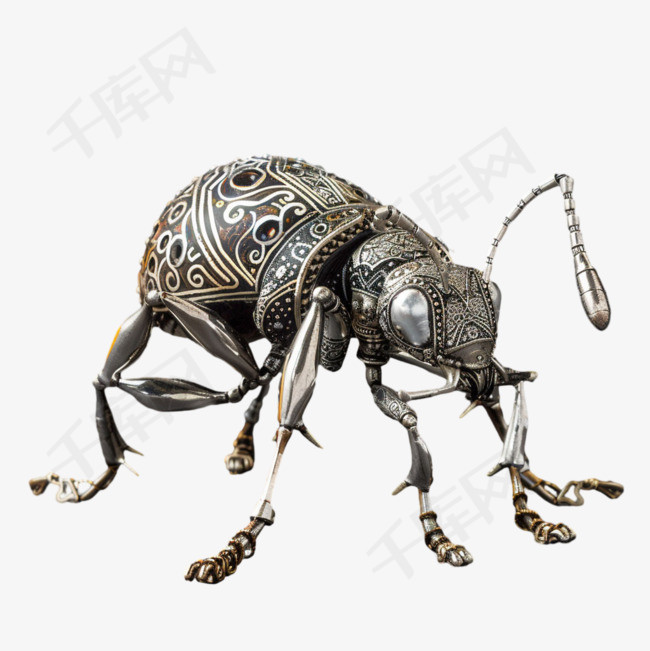 金属昆虫元素立体免抠图案