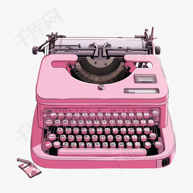 粉色打字机元素立体免抠图案