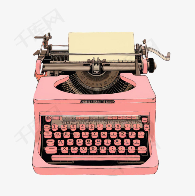 粉色打字机元素立体免抠图案