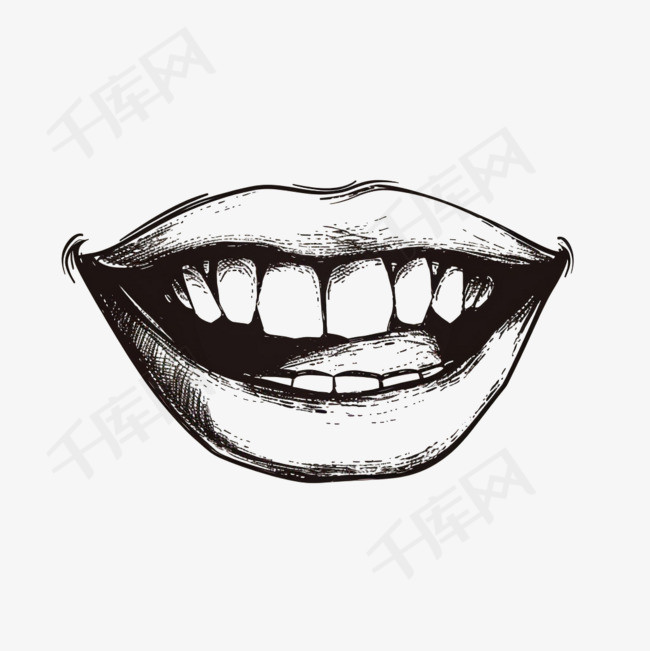 嘴唇牙齿元素立体免抠图案