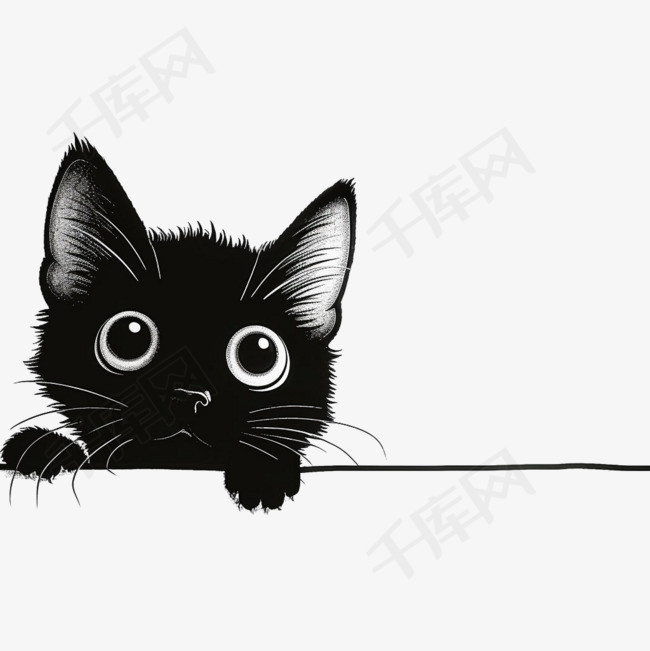 探头黑猫元素立体免抠图案