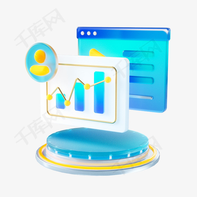 金融理财3D立体数据分析元素