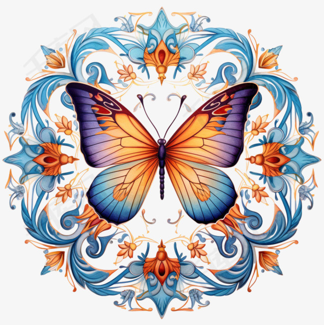蝴蝶排列元素立体免抠图案