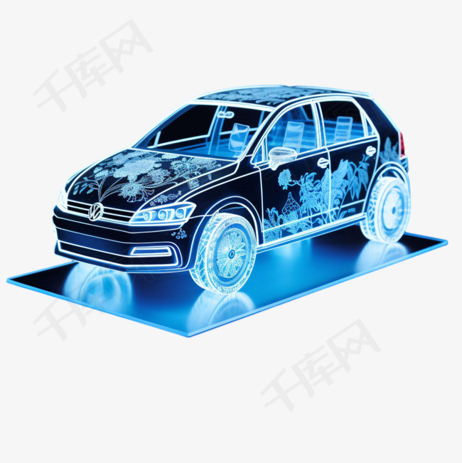 科技感汽车元素立体免抠图案