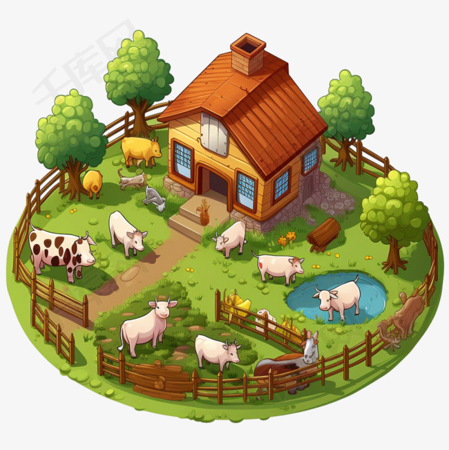 农场动物元素立体免抠图案