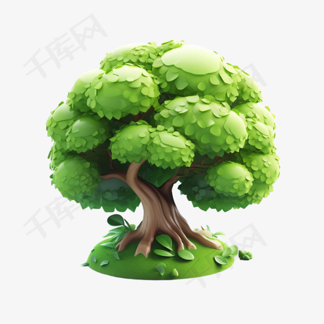 绿色大树元素立体免抠图案