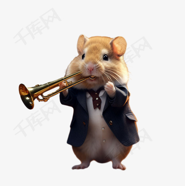 乐器老鼠元素立体免抠图案