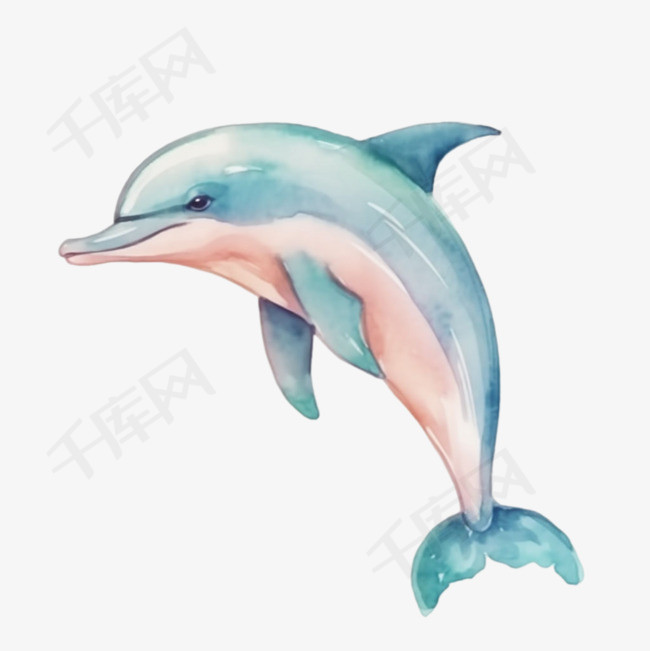 飞跃海豚元素立体免抠图案