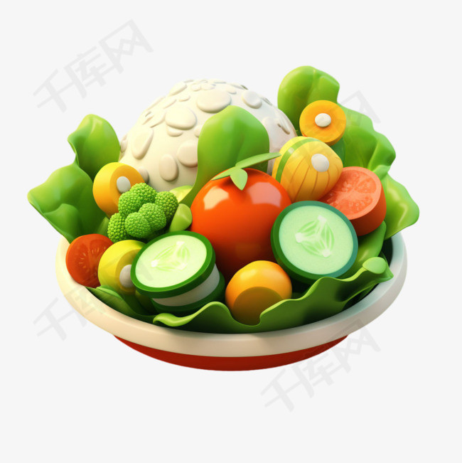 蔬菜碗元素立体免抠图案
