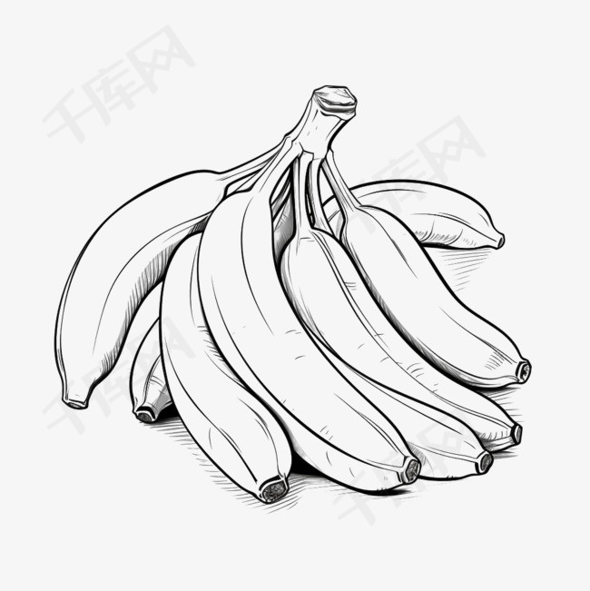素描香蕉元素立体免抠图案