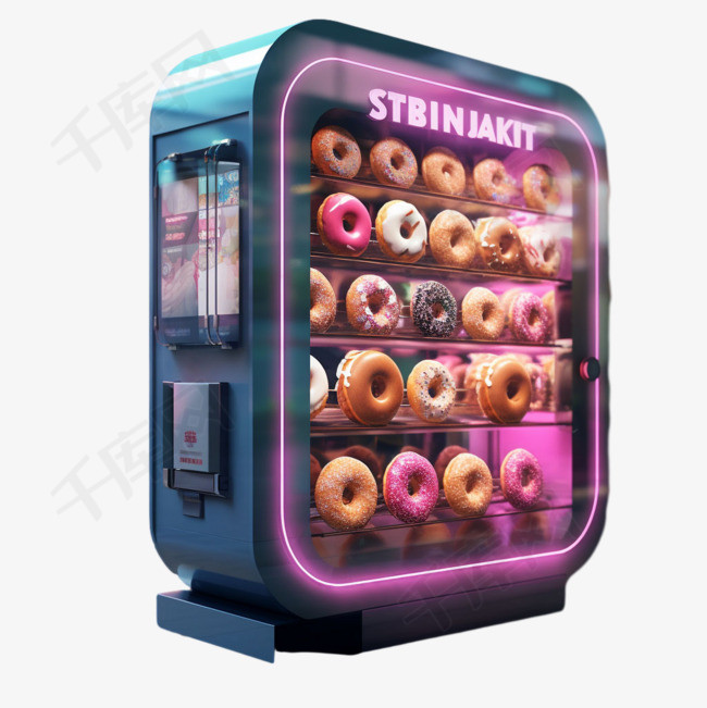 甜甜圈贩卖机元素立体免抠图案