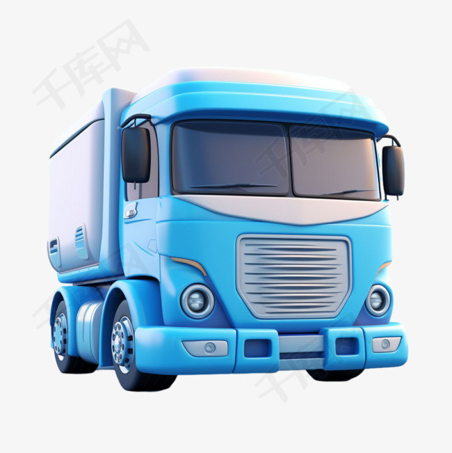 蓝色货车元素立体免抠图案