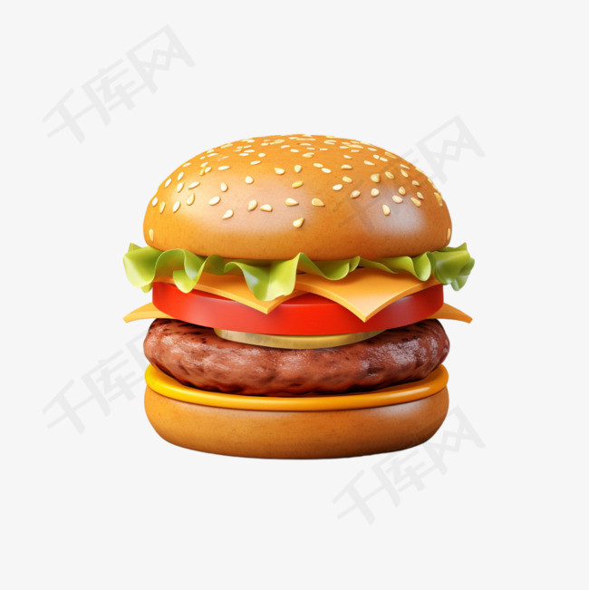 汉堡卡通模型元素立体免抠图案