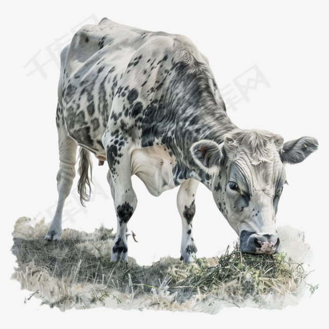 奶牛低头元素立体免抠图案