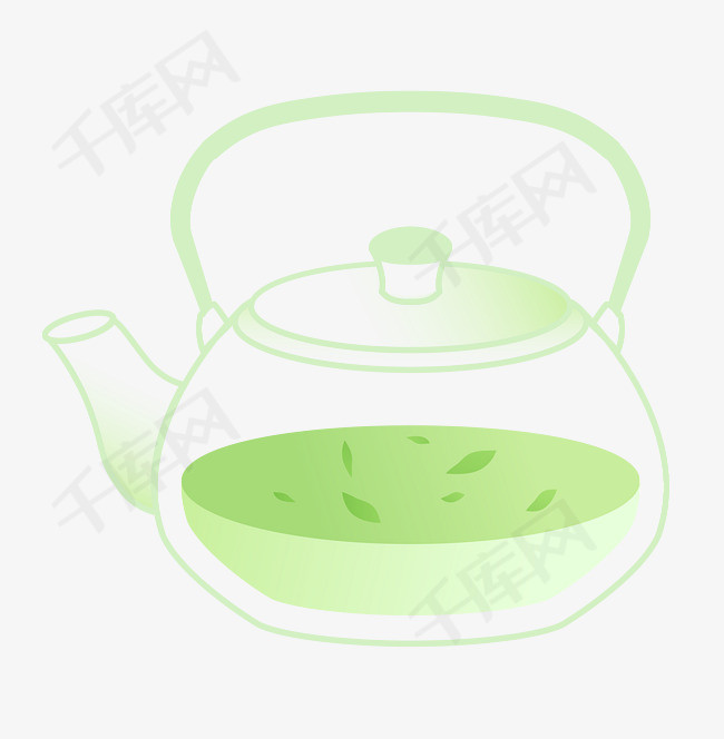 简约描边春茶茶壶PNG素材