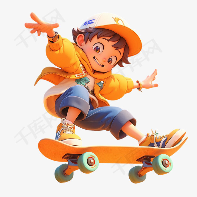 C4D滑板男孩人物IP卡通形象素材