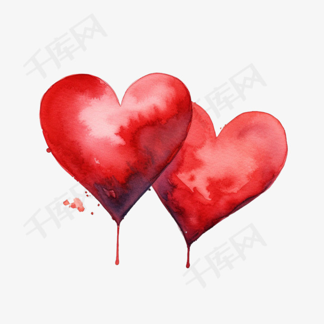 红色爱心元素立体免抠图案