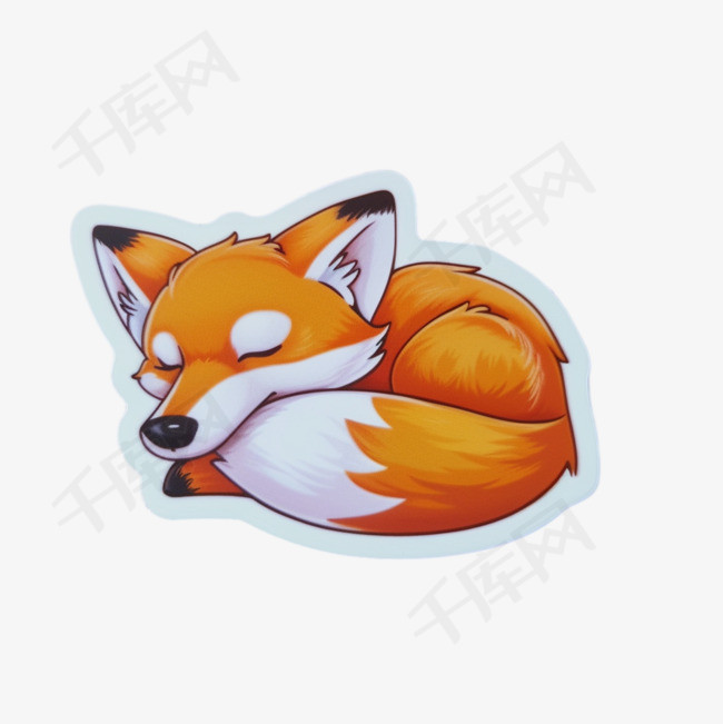 睡眠狐狸元素立体免抠图案