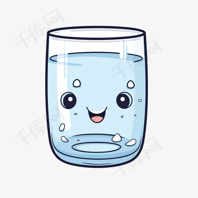 玻璃杯水元素立体免抠图案