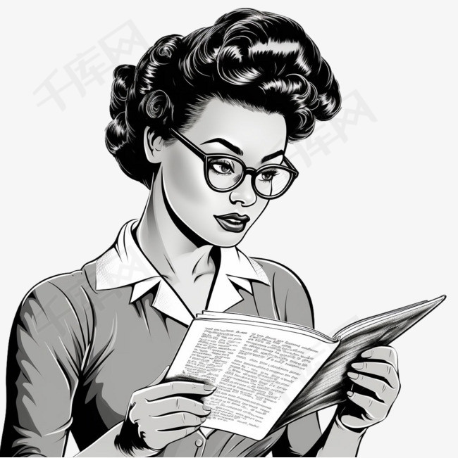 阅读女士元素立体免抠图案