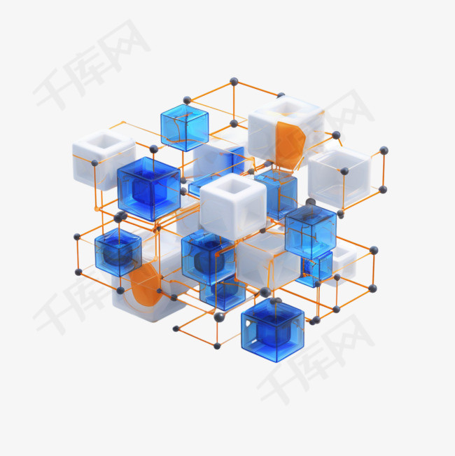 立方体链接元素立体免抠图案
