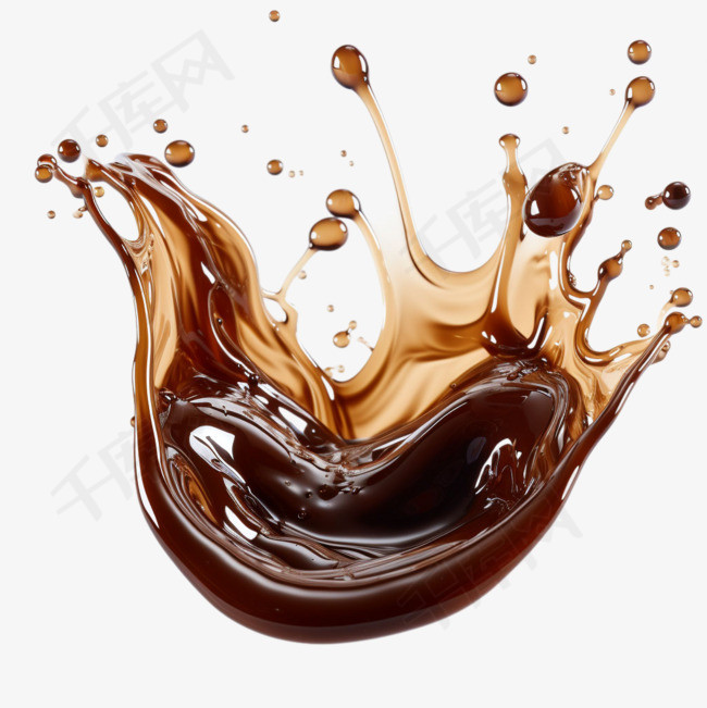 咖啡色液体元素立体免抠图案