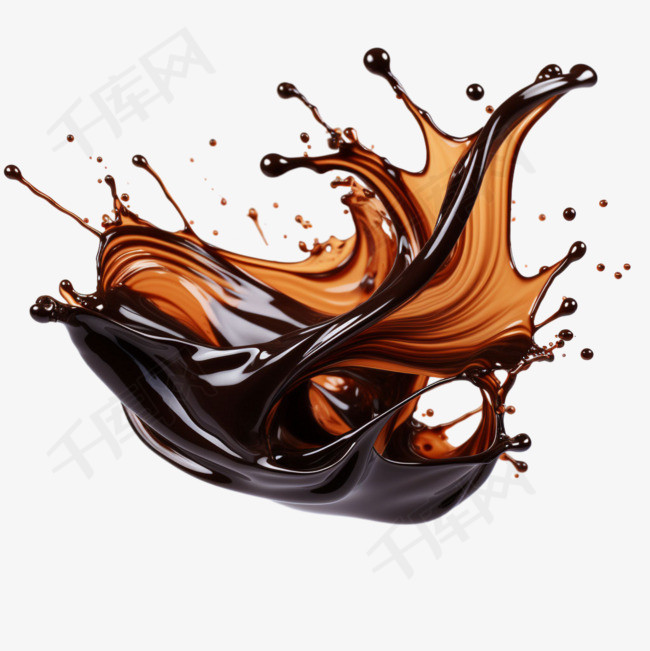 咖啡色液体元素立体免抠图案