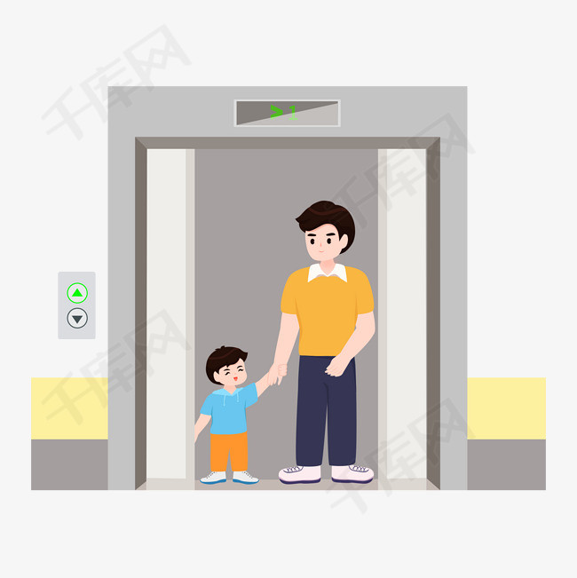 大人带儿童一起乘电梯设计图