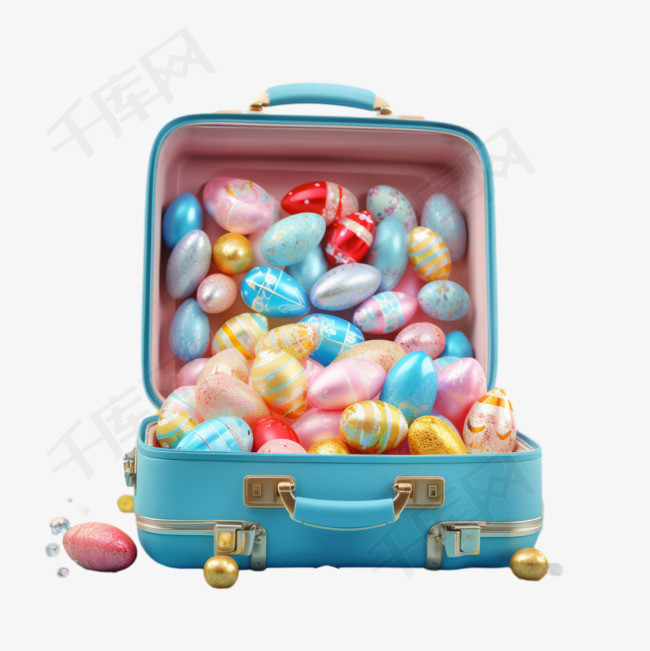 行李箱球体元素立体免抠图案