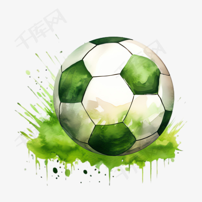 绿色足球元素立体免抠图案