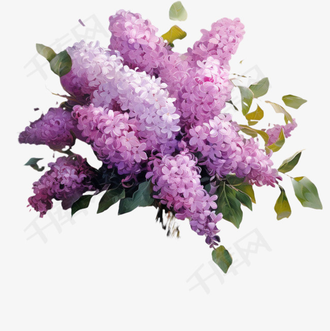 紫藤花花瓶元素立体免抠图案