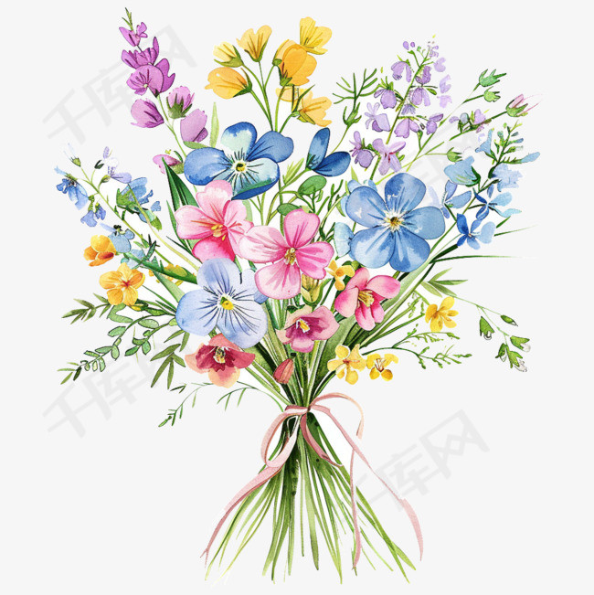 春天免抠花朵手绘插画元素