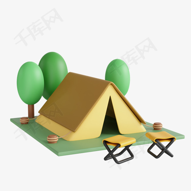 3D立体露营帐篷免抠图片