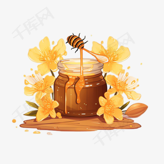 蜜蜂蜂蜜元素立体免抠图案