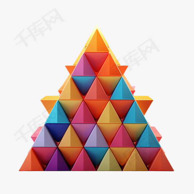 彩色金字塔元素立体免抠图案