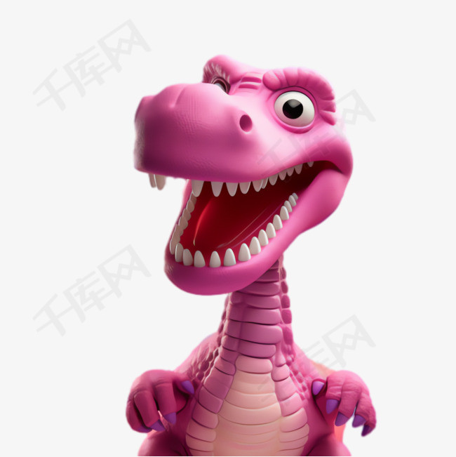 粉色恐龙元素立体免抠图案
